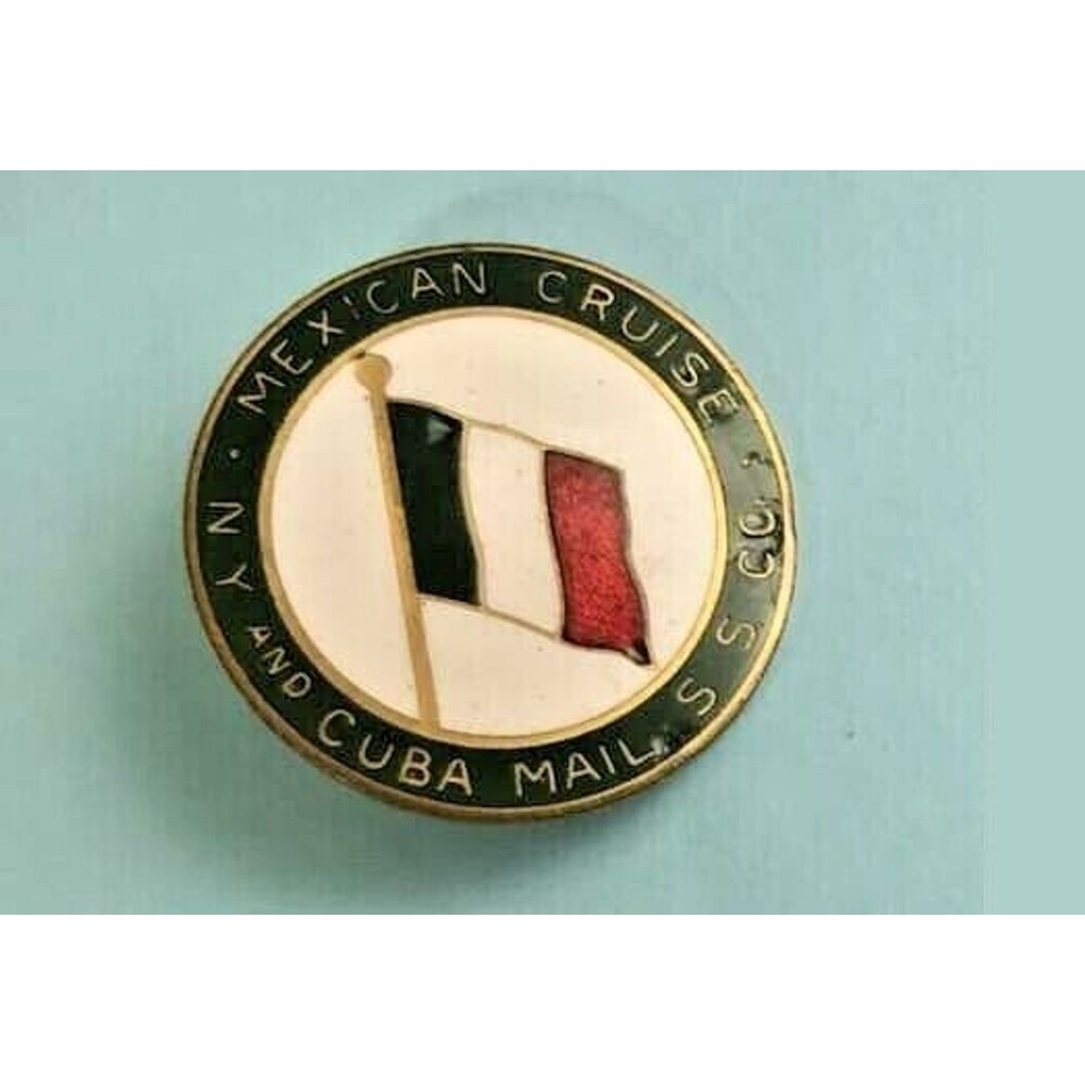 Vintage New York & Cuba Mail SS Co Ward Line Mexican Cruise Enamel Pin Pinback